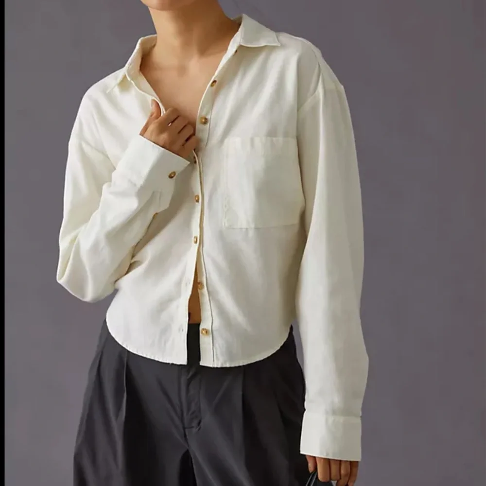Anthropologie Pilcro Tie Back Shrunken Shirt